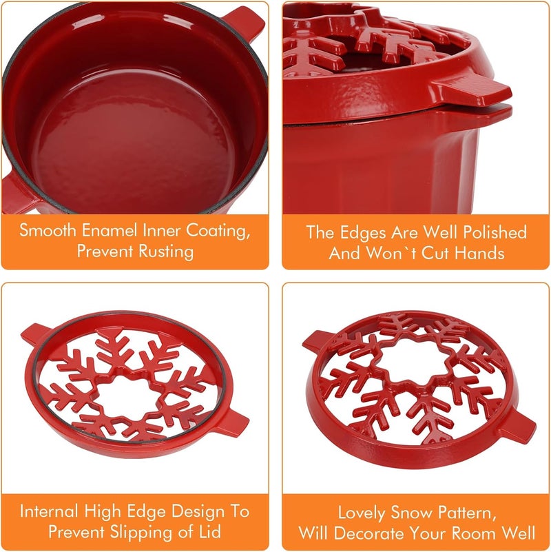 WILLOW WEAVE Cast Iron Wood Stove Steamer 2.5 Quart with Large Opening Top - Flake Bright Red - Image 3